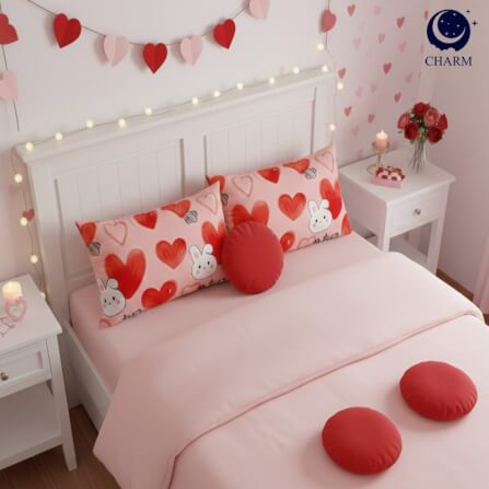 หมอนอิง CHARM รุ่น VALENTINE RABBIT ขนาด 17 X 27 นิ้ว ลายกระต่ายหัวใจ_6