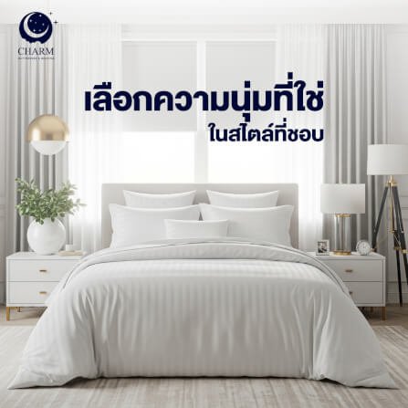 ชุดเครื่องนอน 6 ฟุต 6 ชิ้น CHARM ผ้าซาตินลายริ้ว สีกรม_9