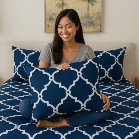 ชุดผ้าปูที่นอน CHARM รุ่น NAVY MIRAGE ไม่รวมผ้านวม ขนาด 6 ฟุต 5ชิ้น_5