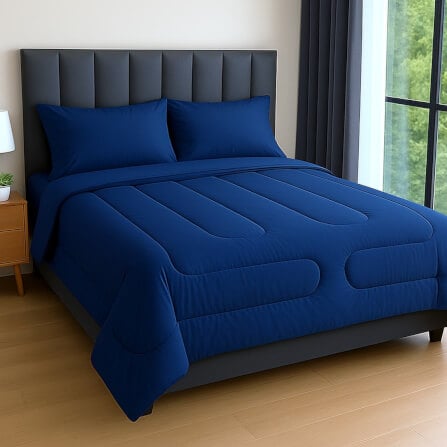 Charm ชุดผ้าปู + นวม รุ่นคลาสสิค สี Navy Blue 6ฟุต_0