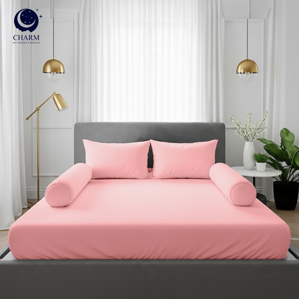 ชุดผ้าปูที่นอน 5 ฟุต Charm รุ่น คลาสสิค สีชมพู ไม่รวมผ้านวม_0