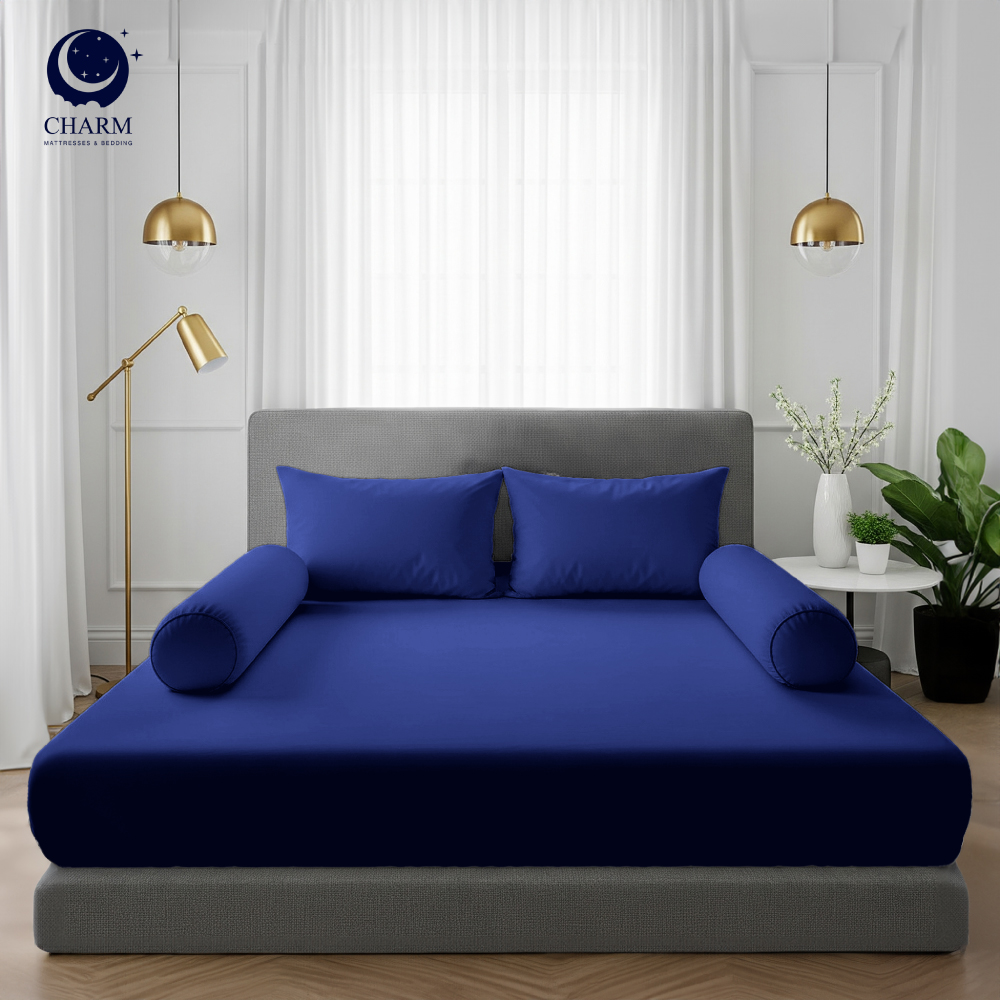 ชุดผ้าปูที่นอน 5 ฟุต Charm รุ่น คลาสสิค สีน้ำเงิน ไม่รวมผ้านวม_0