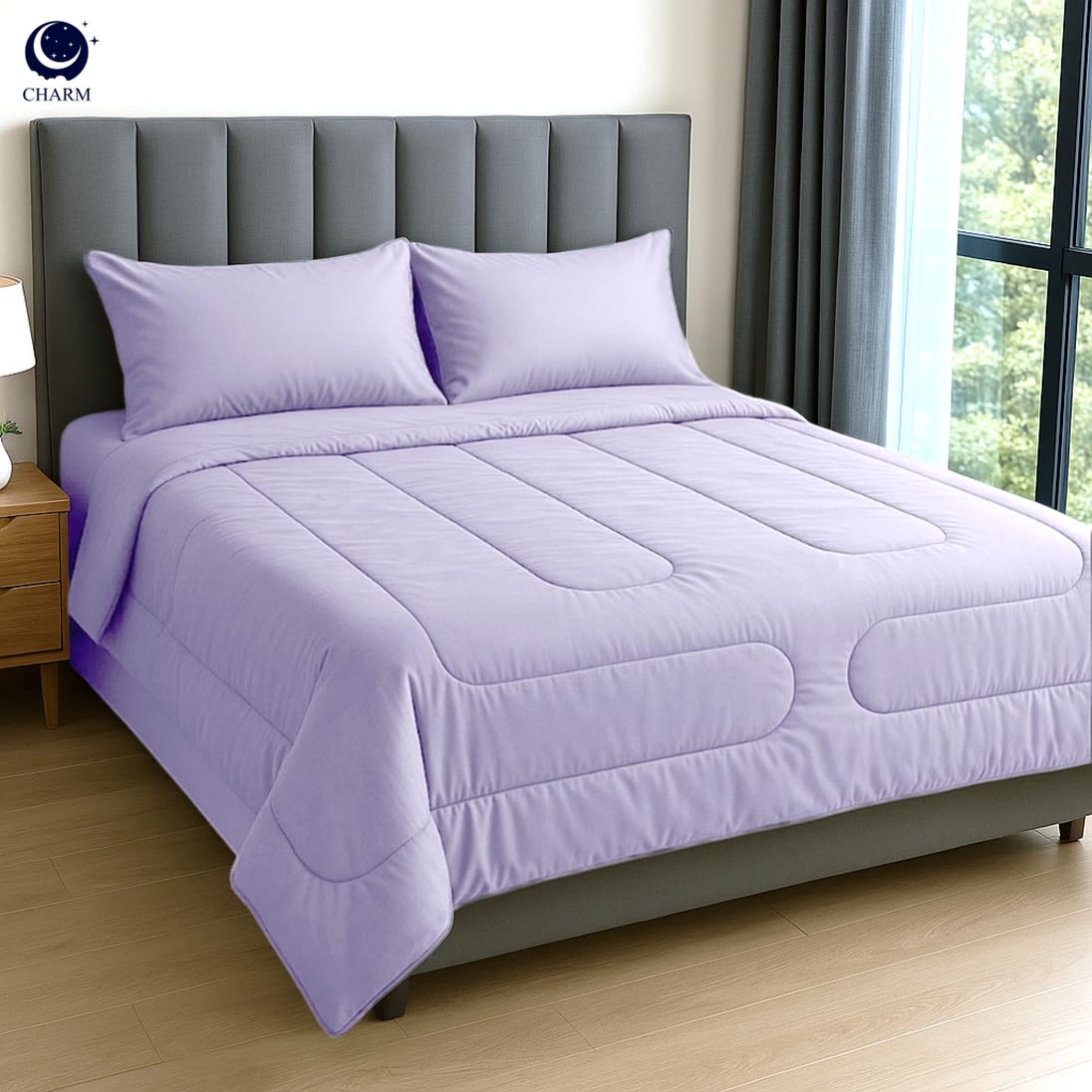 ชุดผ้าปูที่นอน 5 ฟุต 6 ชิ้น CHARM สี LAVENDER คอลเลคชั่น CLASSIC_0