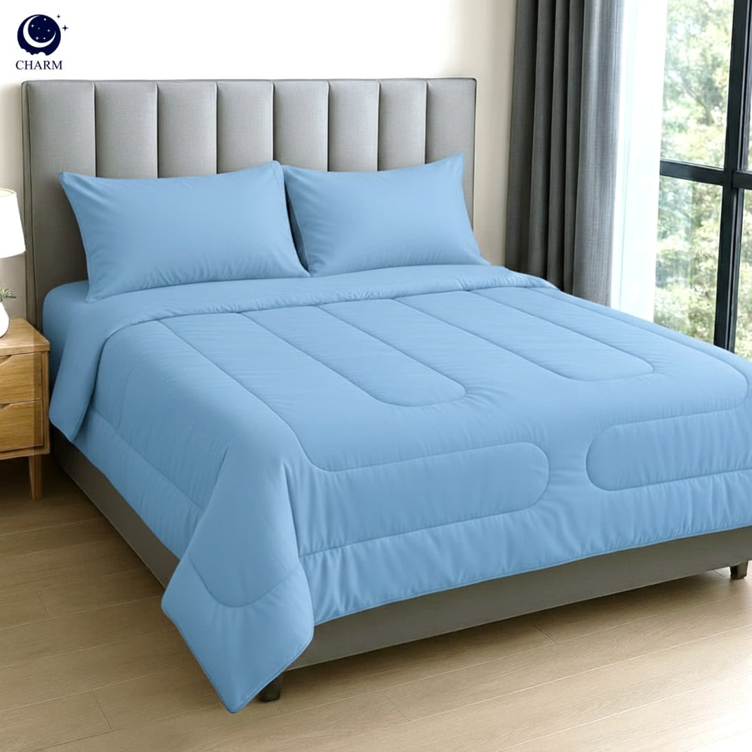 ชุดผ้าปูที่นอน 6 ฟุต 6 ชิ้น CHARM รุ่น CLASSIC ลาย OCEAN BLUE_0