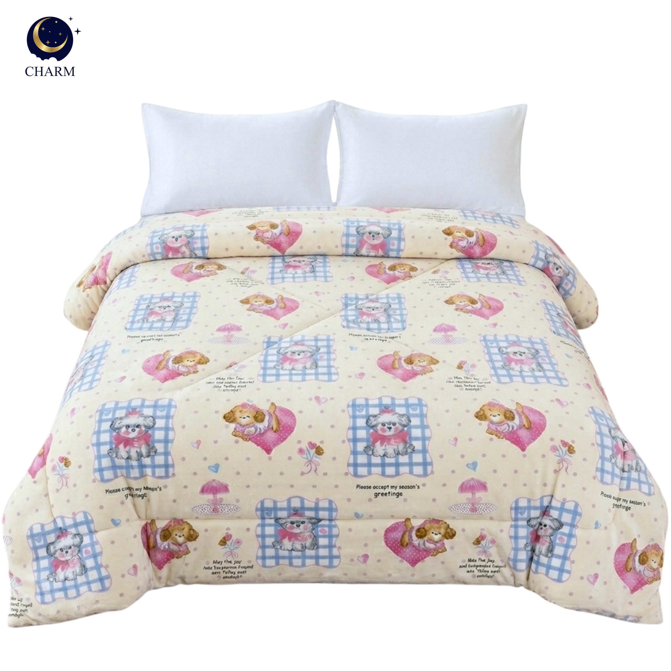 ผ้าห่มนวม CHARM คอลเลคชั่น DREAMY 6 FT SIZE 190×228 ซม. ลาย PUPPY LOVE_0