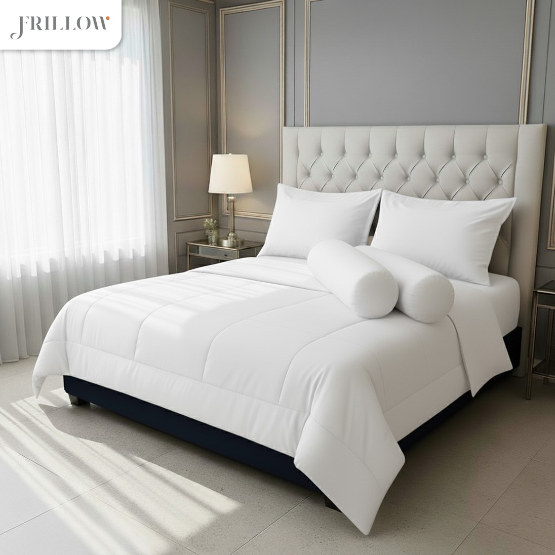 ชุดผ้าปูที่นอน 3.5ฟุต 4 ชิ้น FRILLOW สี ขาวนวล 720TC Cotton Silk_1