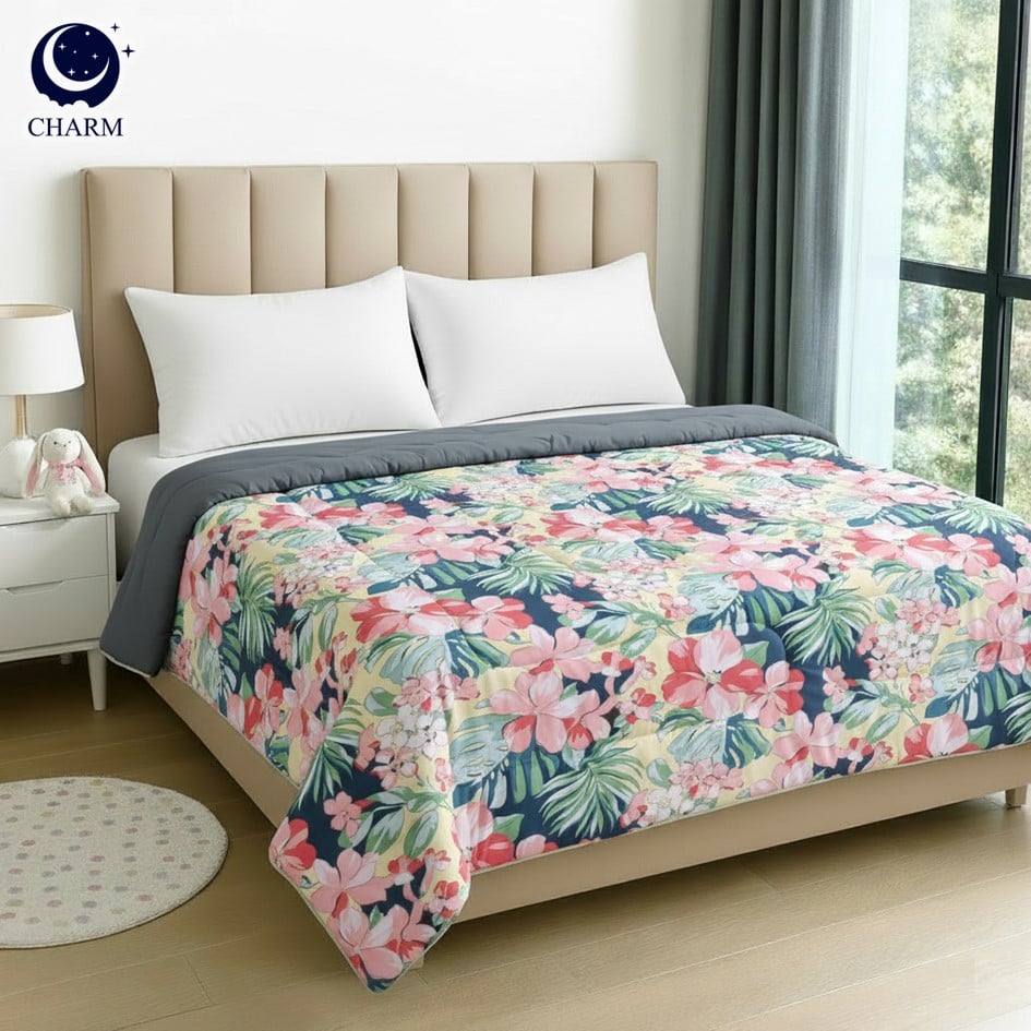 ผ้าห่มนวม 70×80 นิ้ว CHARM รุ่น CLASSIC ทูโทน ลาย FLORAL_1