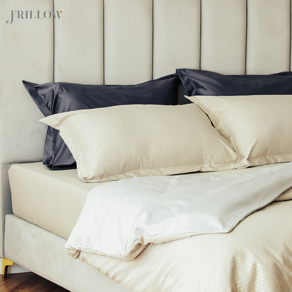 ชุดผ้าปูที่นอน 5ฟุต 3ชิ้น FRILLOW 800TC COTTON SILK สี CONQUER OF DAY คอลเลคชั่น PRESTIGE_2