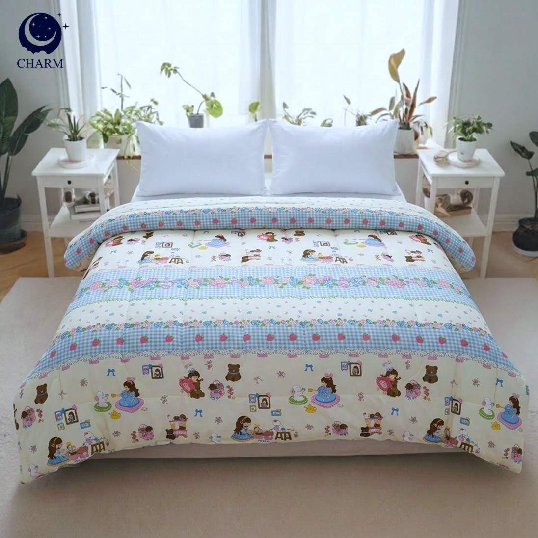 ผ้าห่มนวม CHARM คอลเลคชั่น DREAMY 5 FT SIZE 160×210 ซม. ลาย SWEET GIRL_2