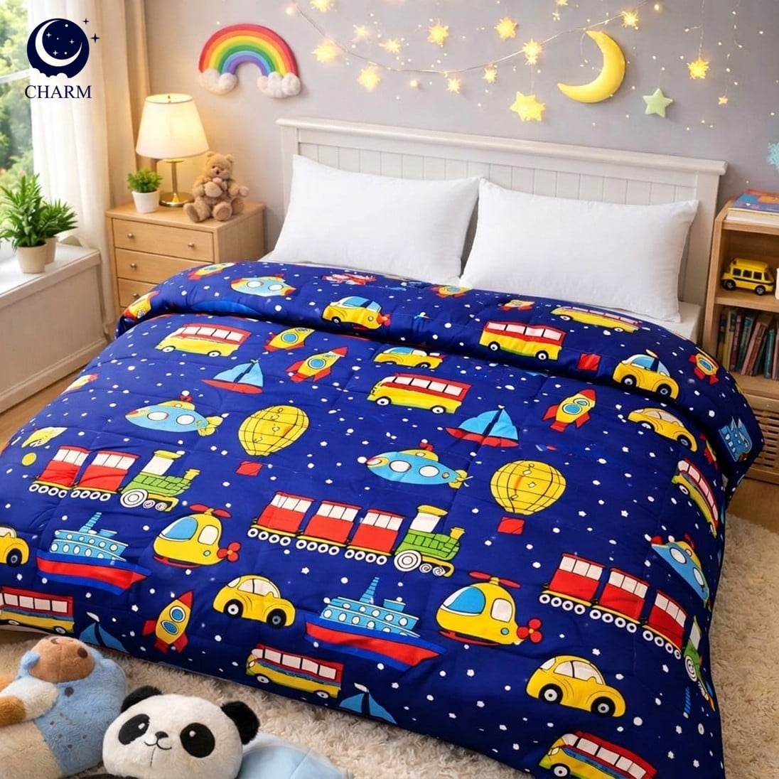 ผ้าห่มนวม CHARM คอลเลคชั่น DREAMY 5 FT SIZE 160×210 ซม. ลาย TRAVEL TIME_3