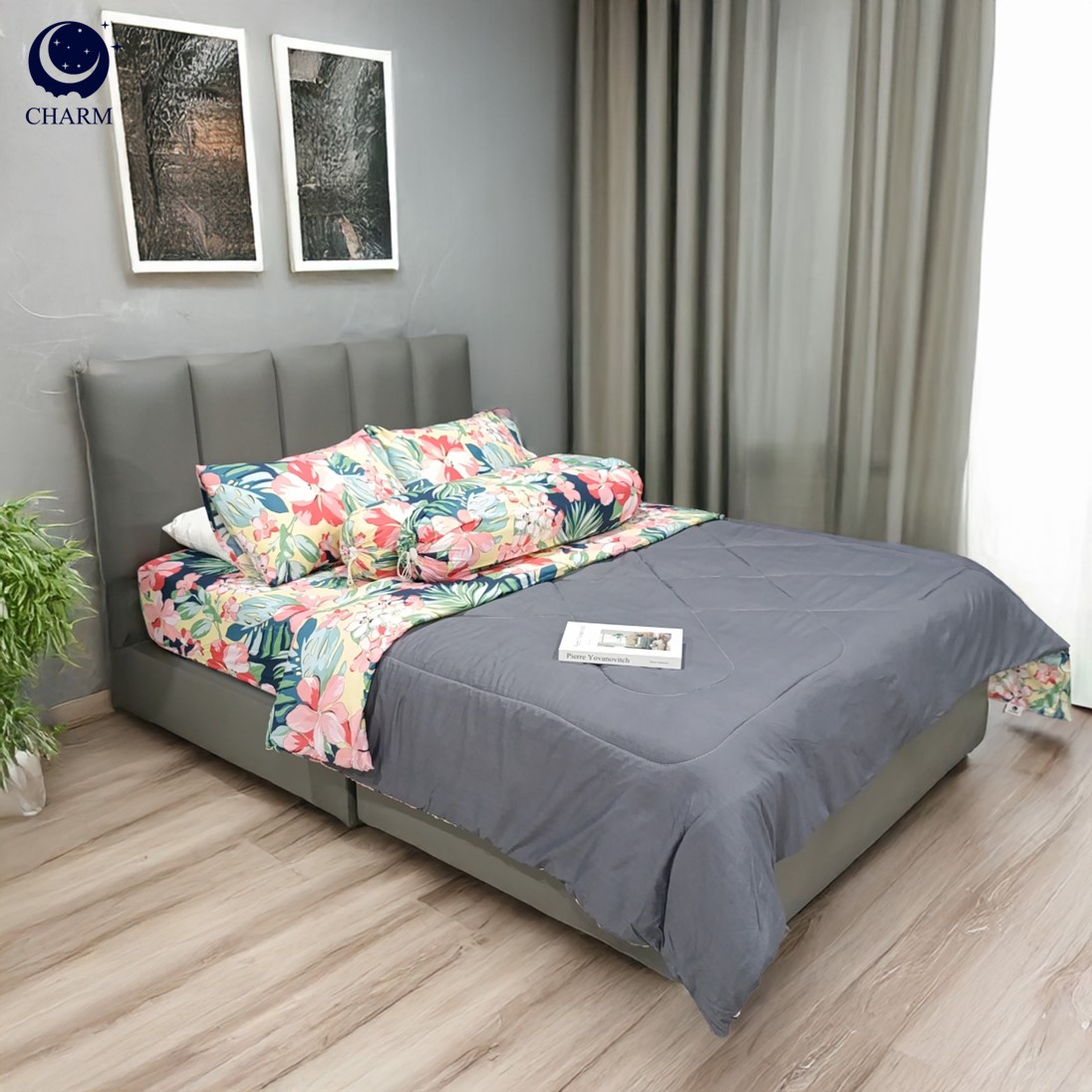 ชุดผ้าปูที่นอน 5 ฟุต 6 ชิ้น CHARM สี FLORAL TWO TONE คอลเลคชั่น CLASSIC_3