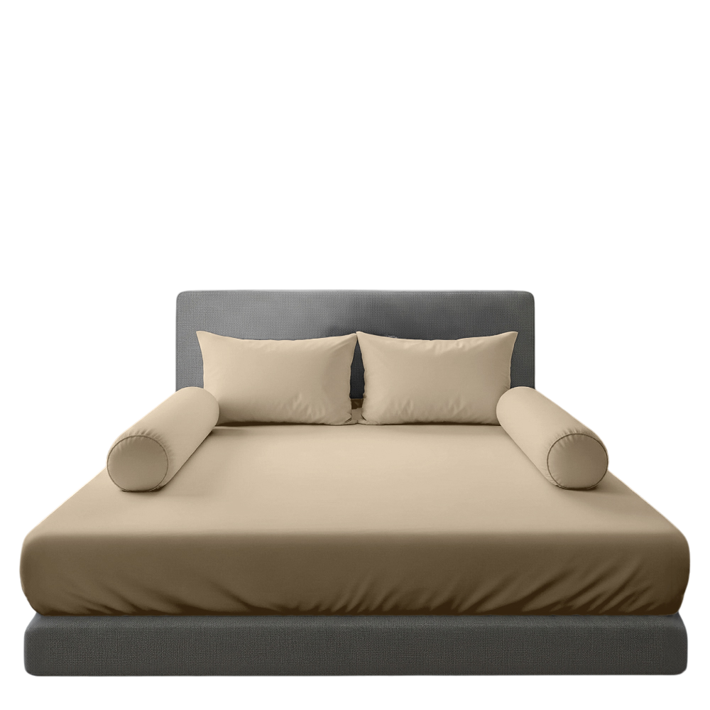 ชุดผ้าปูที่นอน 6ฟุต 5 ชิ้น CHARM รุ่น คลาสสิค BUSHY BEIGE ไม่รวมผ้านวมZ_4