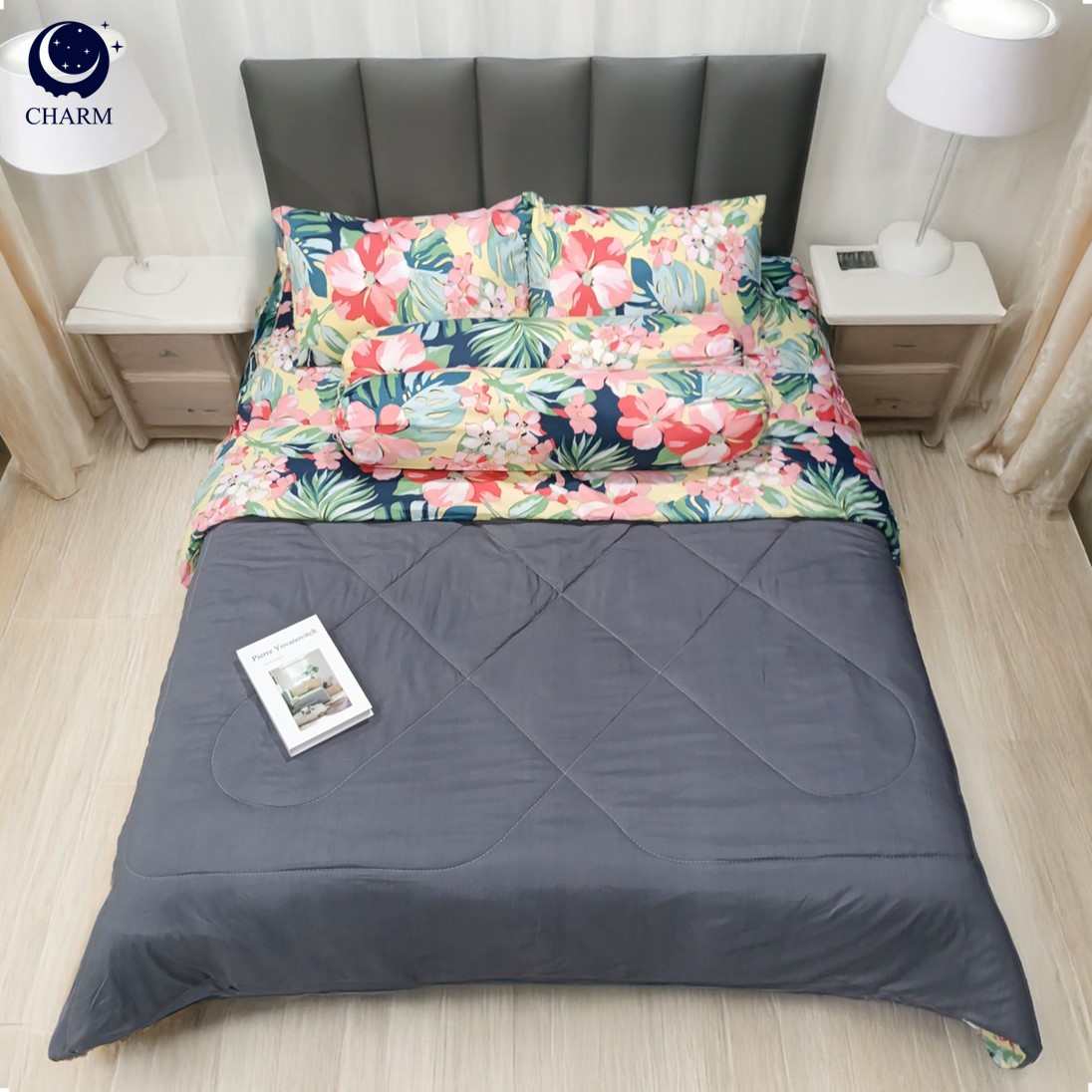ชุดผ้าปูที่นอน 5 ฟุต 6 ชิ้น CHARM สี FLORAL TWO TONE คอลเลคชั่น CLASSIC_4