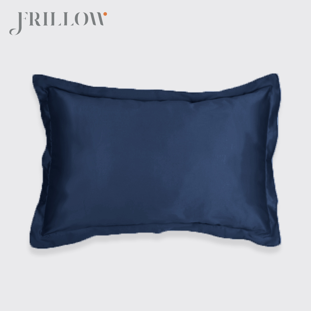 ชุดผ้าปูที่นอน 6ฟุต 3ชิ้น FRILLOW 800TC COTTON SILK  สี NAVY BLUE คอลเลคชั่น PRESTIGE_4