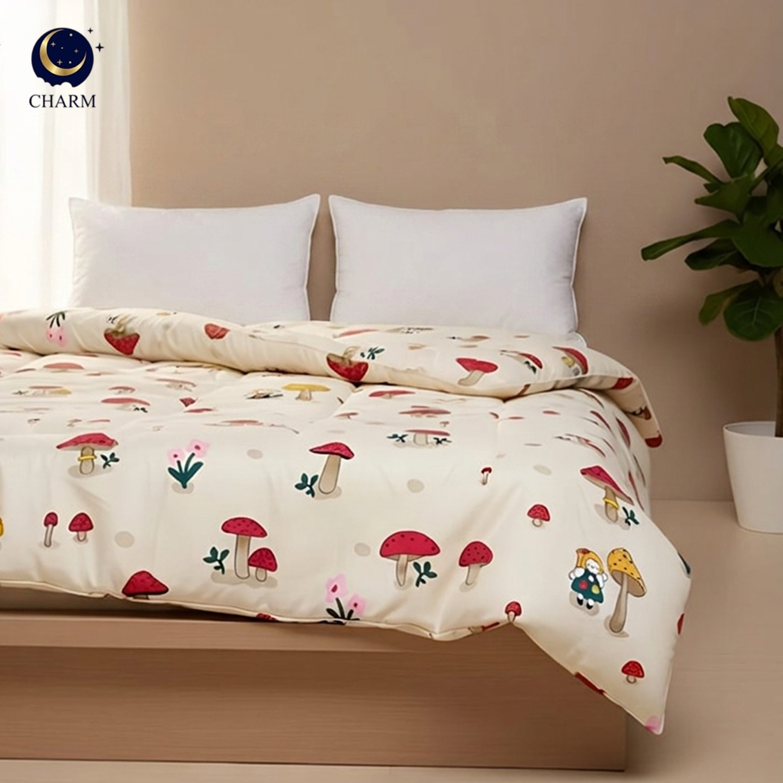 ผ้าห่มนวม CHARM คอลเลคชั่น DREAMY 5 FT SIZE 160×210 ซม. ลาย LUMI MUSHROOM_4