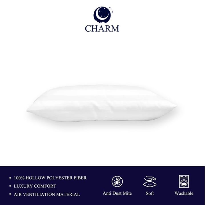 CHARM หมอนหนุน รุ่น COMFORT แพ็คคู่ ขนาด 17 X 27 นิ้ว นุ่มสบาย ใช้ได้ทุกวัน_5