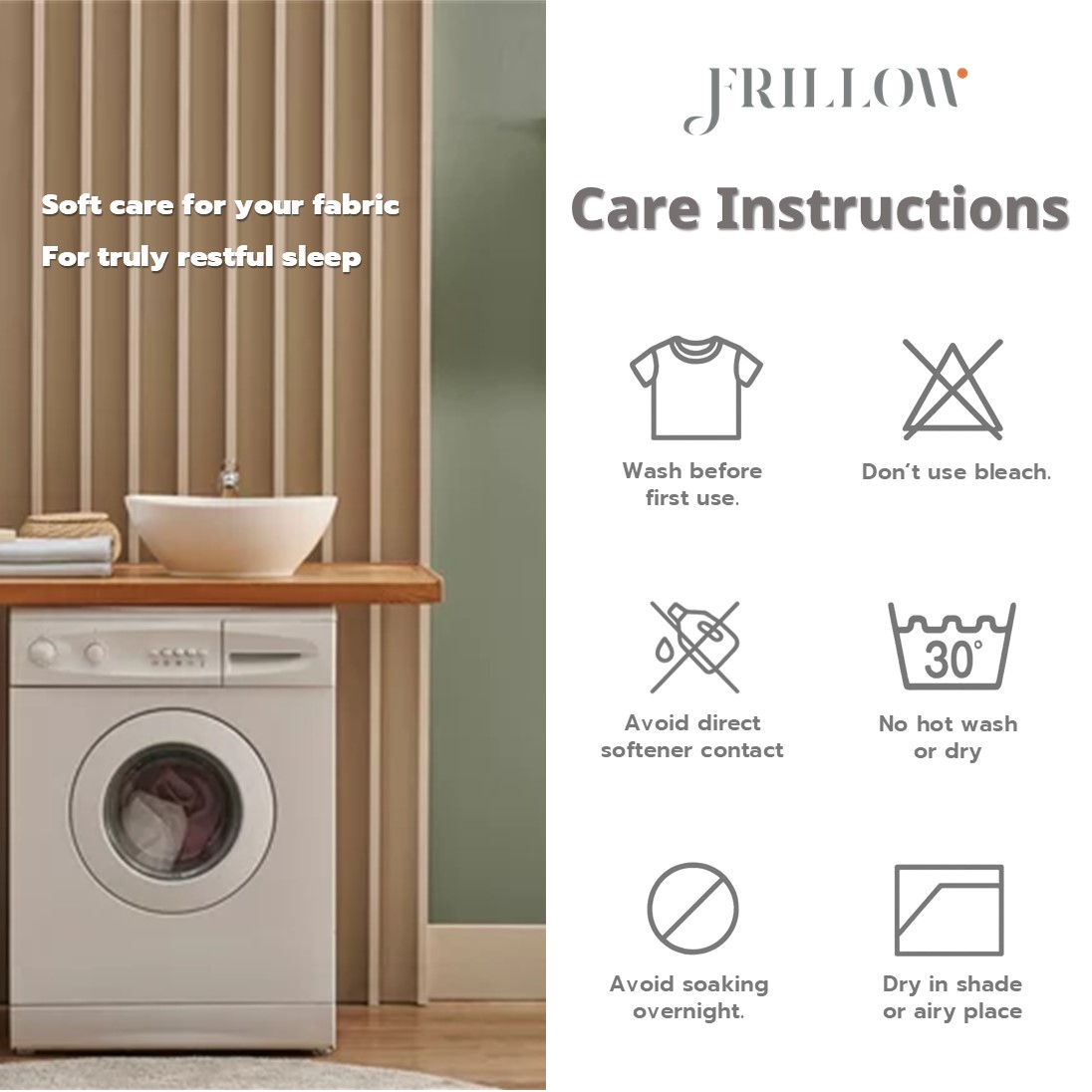 ชุดผ้าปูที่นอน 3.5ฟุต 4 ชิ้น FRILLOW สี ขาวนวล 720TC Cotton Silk_7