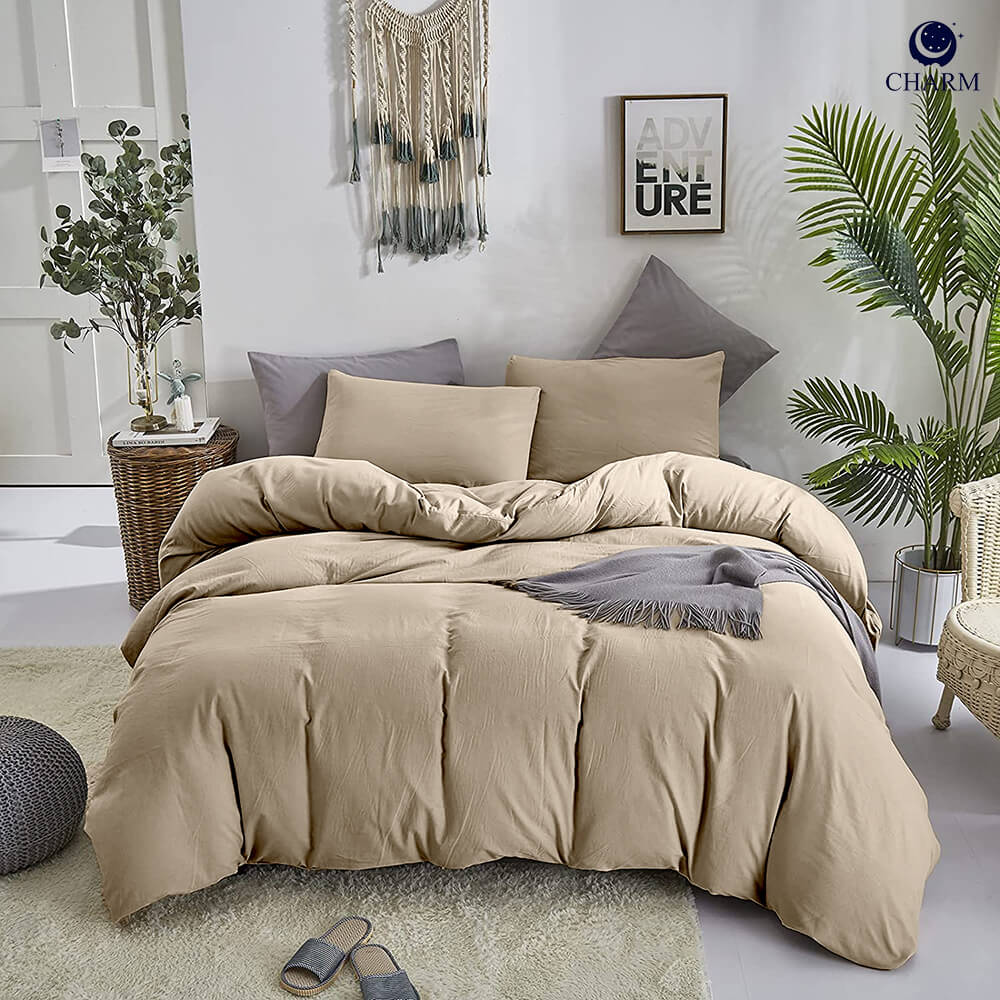 ชุดผ้าปูที่นอน 6ฟุต 5 ชิ้น CHARM รุ่น คลาสสิค BUSHY BEIGE ไม่รวมผ้านวมZ_6