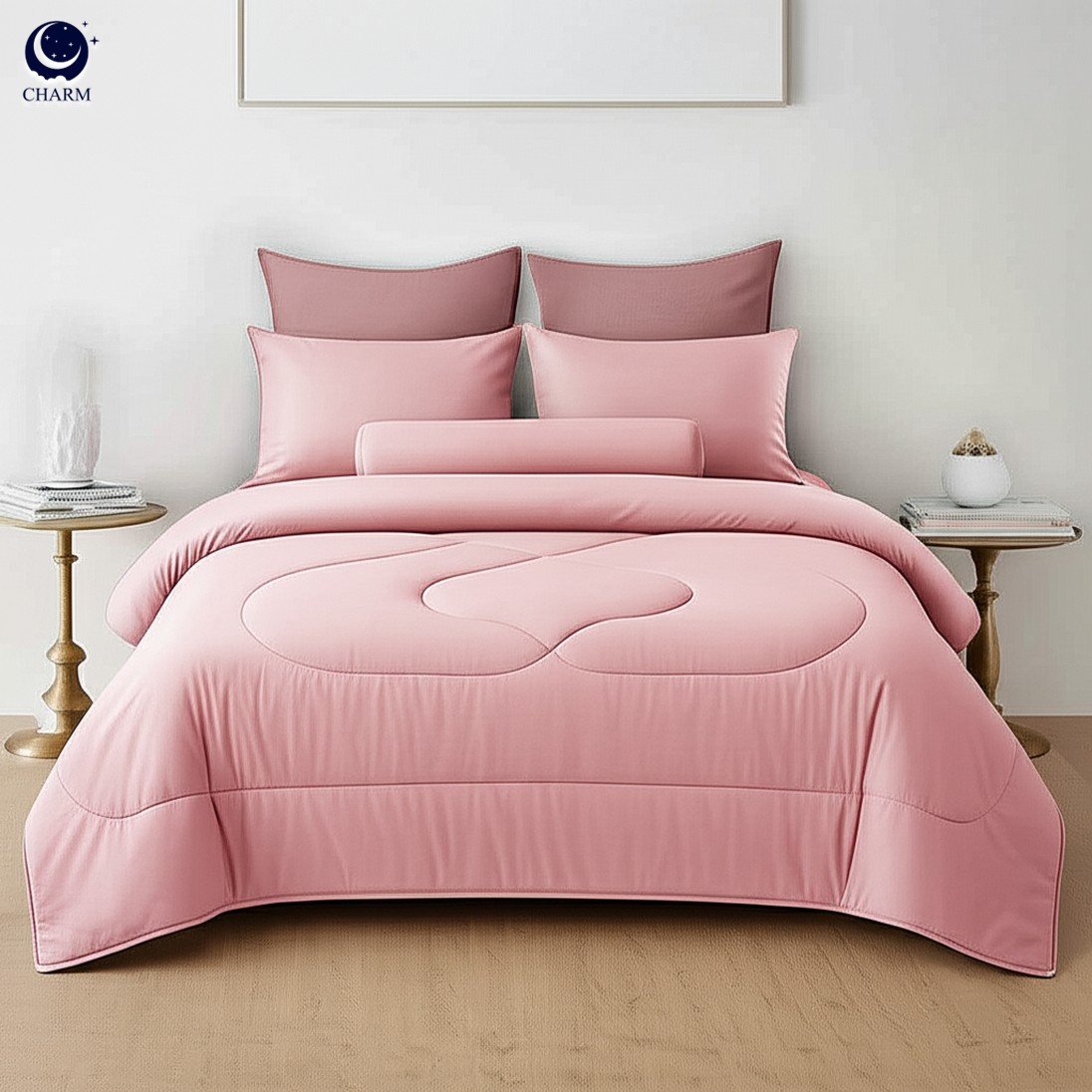 ชุดผ้าปูที่นอน 5 ฟุต 6 ชิ้น CHARM สี PINK คอลเลคชั่น CLASSIC_5