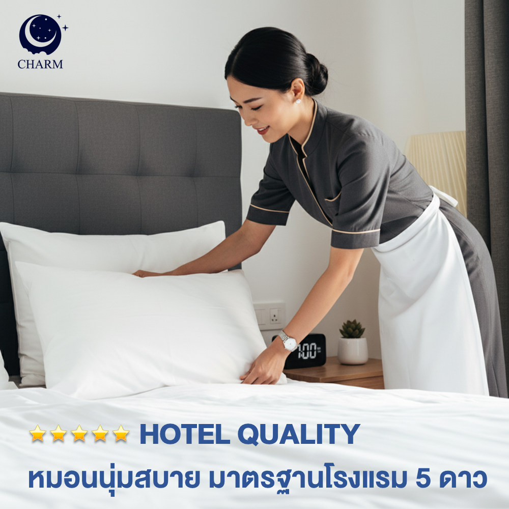 CHARM หมอนหนุน รุ่น AEROPLUSH ขนาด 20X32 นิ้ว ไมโครเจล DOWN ALTERNATIVE 800 กรัม นุ่มแน่น ระดับโรงแรม_7