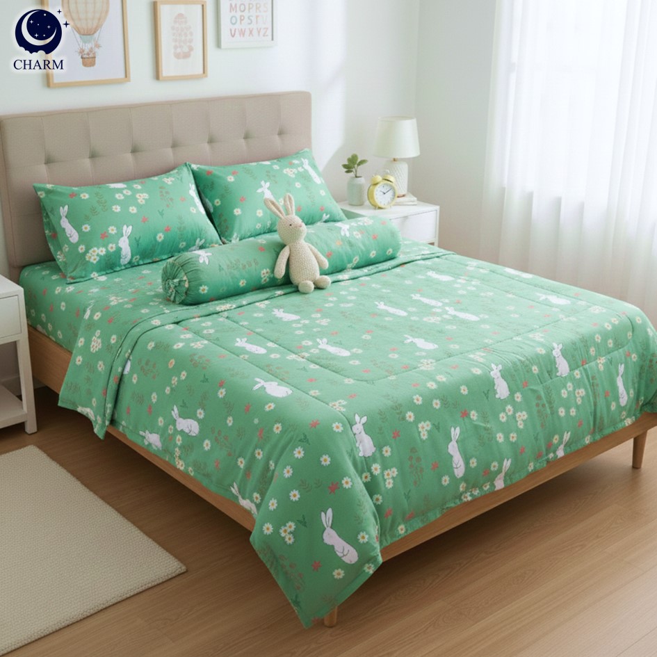 ชุดผ้าปูที่นอน 3.5 ฟุต 4 ชิ้น CHARM สี COZY RABBIT คอลเลคชั่น DREAMY_7
