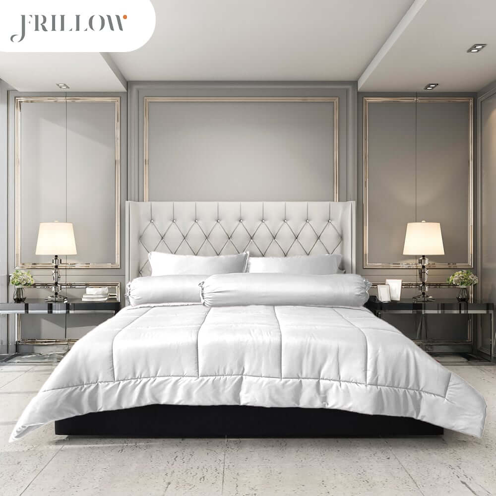 ชุดผ้าปูที่นอน 6ฟุต 6 ชิ้น FRILLOW สี ขาวนวล 720TC Cotton Silk_0