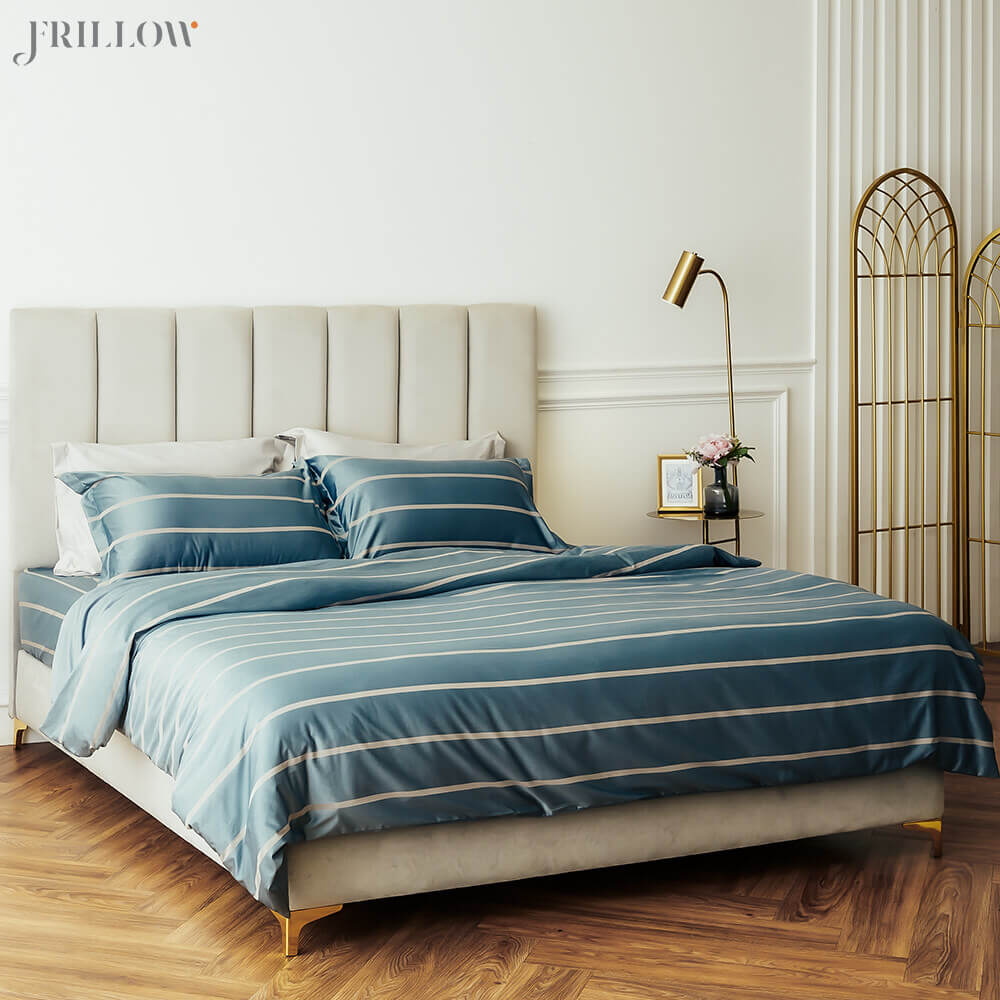 ชุดปลอกผ้านวมและผ้าปูที่นอน 3.5ฟุต 2ชิ้น FRILLOW รุ่น The Superiority สี Eclipse Grey 800 เส้นด้าย_0