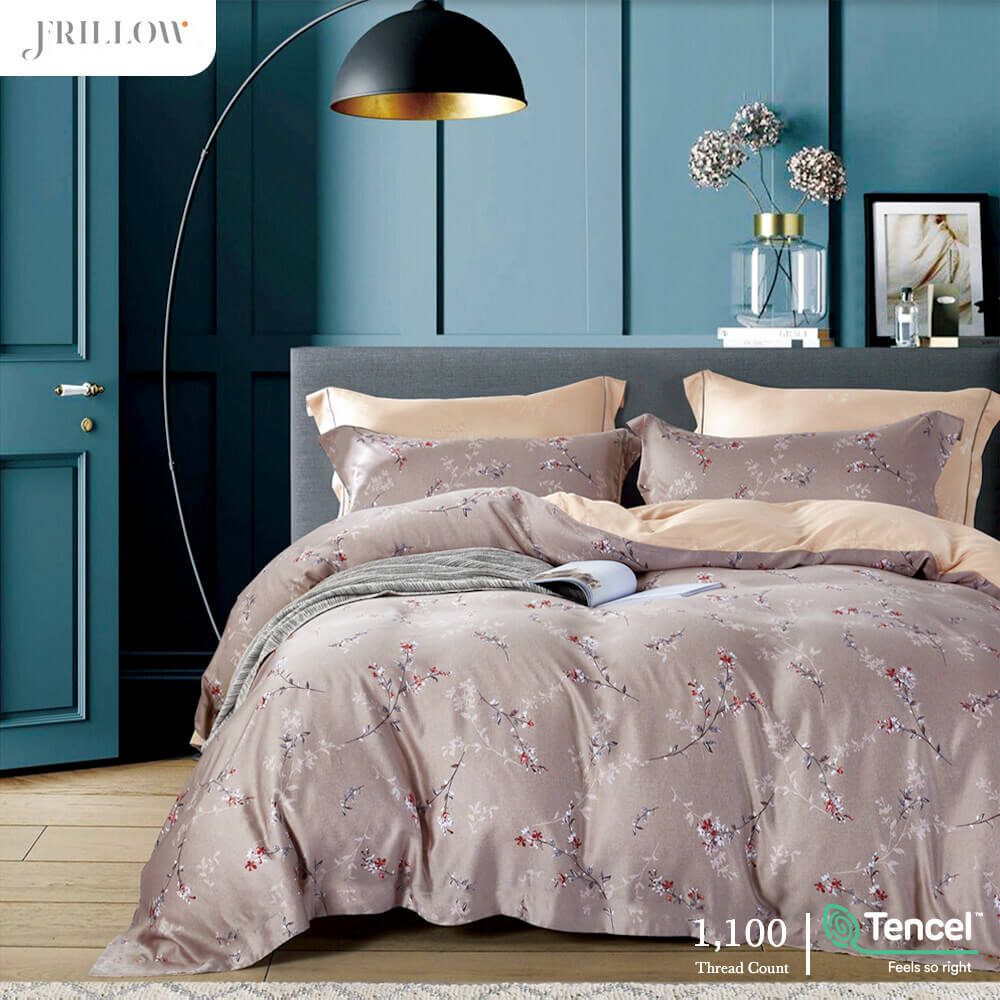 ชุดผ้าปูที่นอน 6ฟุต 5ชิ้น FRILLOW สี Lady Freesia 1100 เส้นด้าย_0