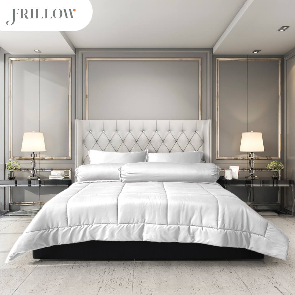 ชุดผ้าปูที่นอน 6ฟุต 6 ชิ้น FRILLOW สี ขาวนวล 720TC Cotton Silk_1