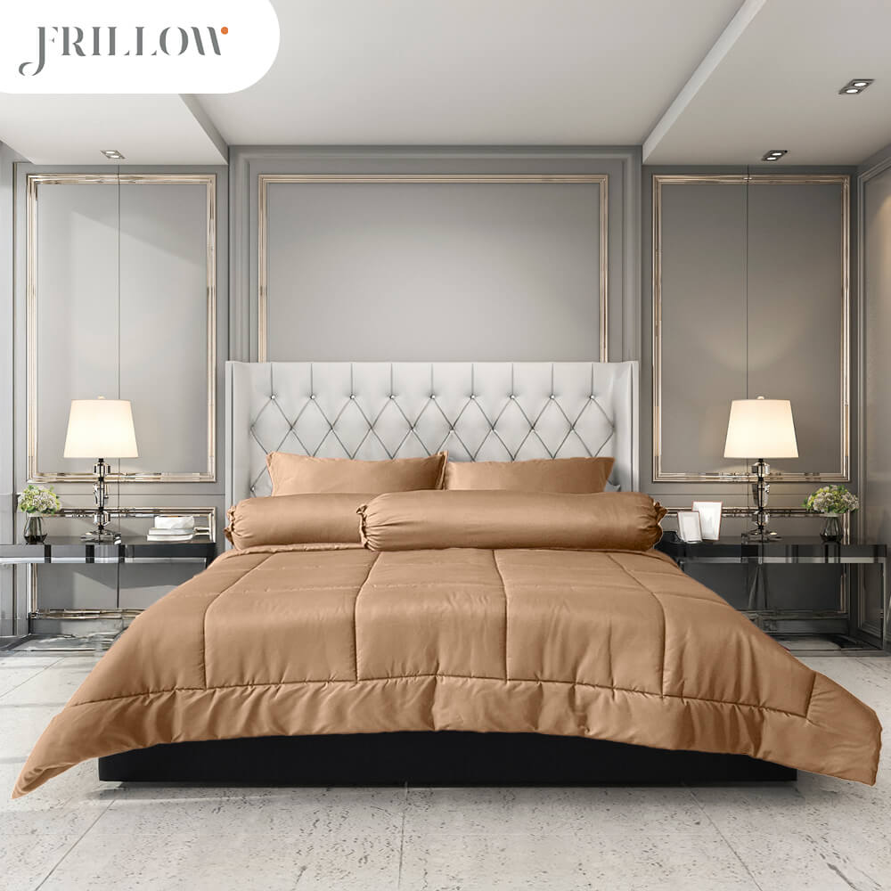 ชุดผ้าปูที่นอน 3.5ฟุต 4 ชิ้น FRILLOW สี อัลมอนด์เมทัลลิค 720TC Cotton Silk_1