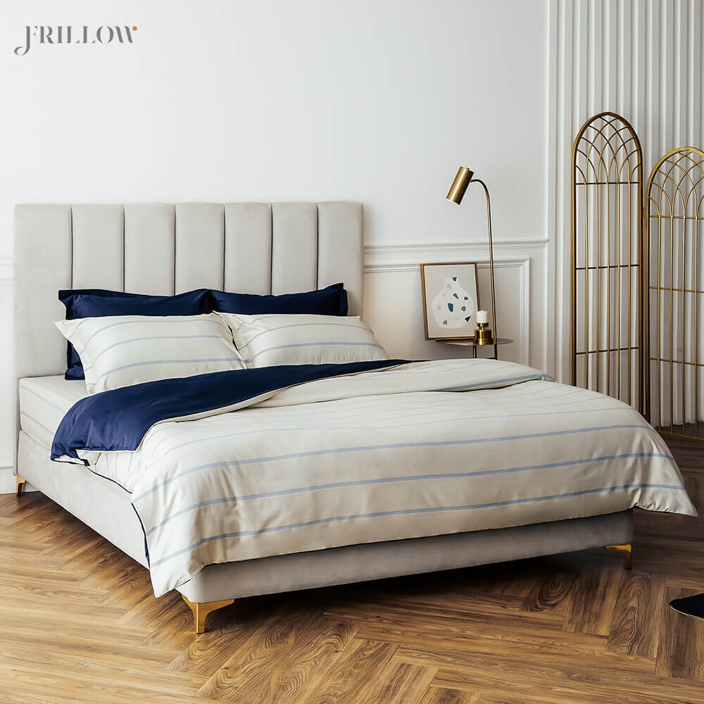 ชุดปลอกผ้านวมและผ้าปูที่นอนพรีเมียม ปลอกผ้านวม 100x90 นิ้ว 1ชิ้น FRILLOW The Superiority สี White Dawn 800 เส้นด้าย_1