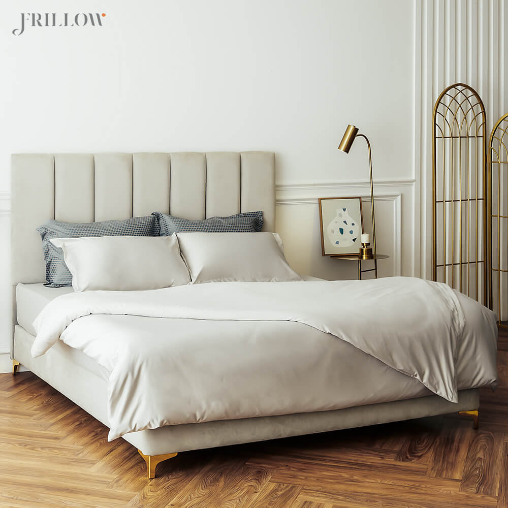 ชุดปลอกผ้านวมและผ้าปูที่นอนพรีเมียม ปลอกผ้านวม 70x90 นิ้ว FRILLOW The Signature สี Bright Beige 800 เส้นด้าย_1