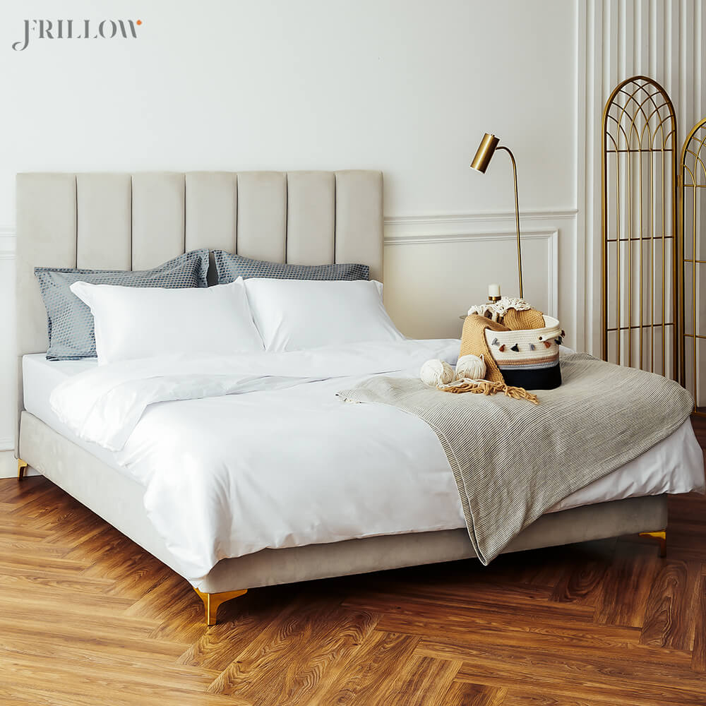 ชุดผ้าปูที่นอน 5ฟุต 3ชิ้น FRILLOW The Signature สี ขาว 800 เส้นด้าย_1