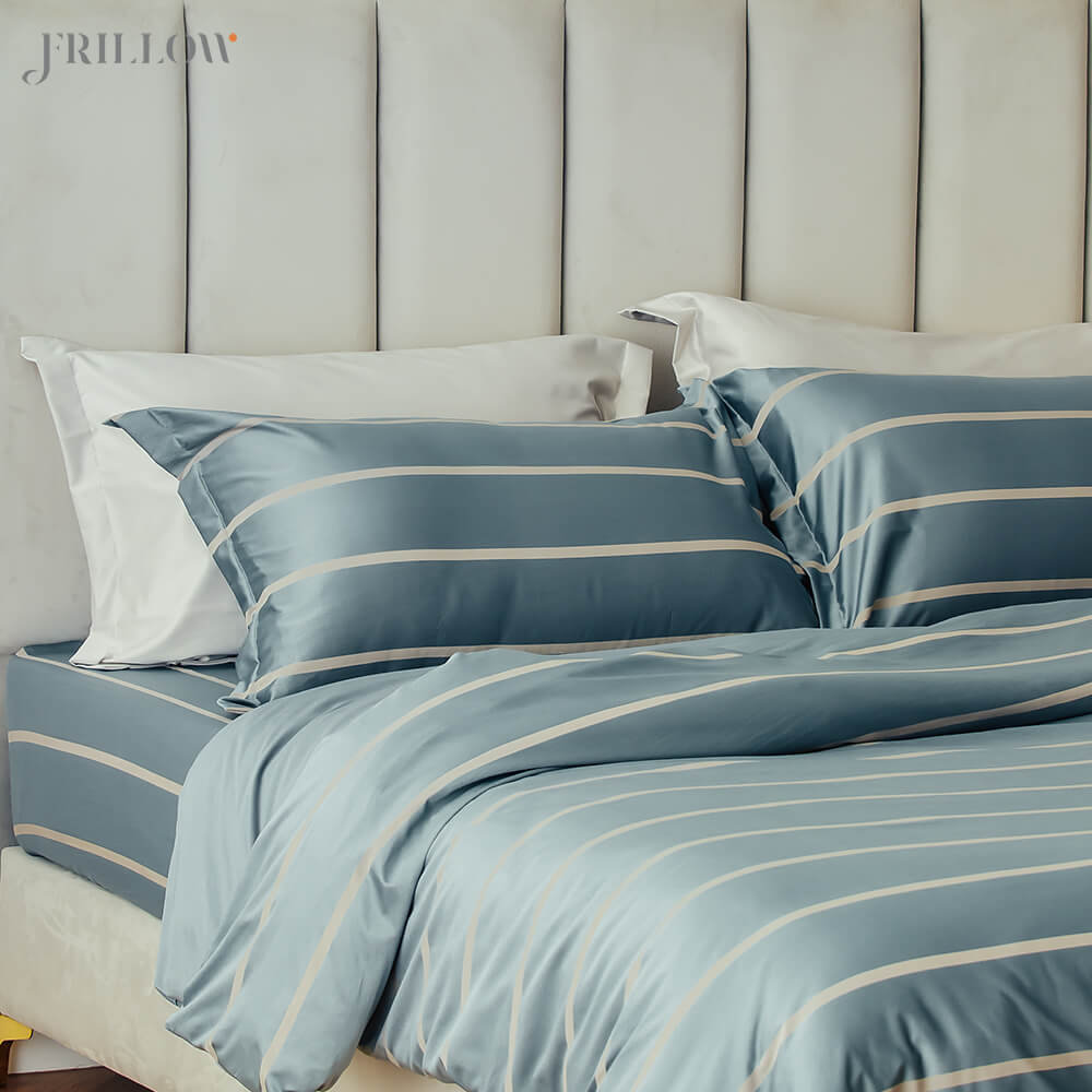 ชุดปลอกผ้านวมและผ้าปูที่นอน 3.5ฟุต 2ชิ้น FRILLOW รุ่น The Superiority สี Eclipse Grey 800 เส้นด้าย_2