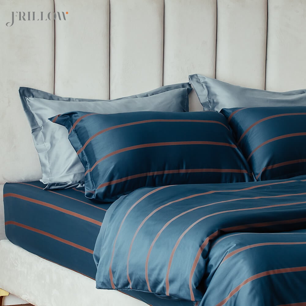 ชุดปลอกผ้านวมและผ้าปูที่นอนพรีเมียม ปลอกผ้านวม 70x90 นิ้ว 1ชิ้น FRILLOW The Superiority สี Midnight Blue 800 เส้นด้าย_2
