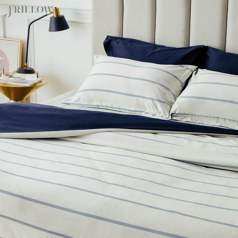 ชุดปลอกผ้านวมและผ้าปูที่นอนพรีเมียม 6ฟุต 3ชิ้น FRILLOW The Superiority สี White Dawn 800 เส้นด้าย_3