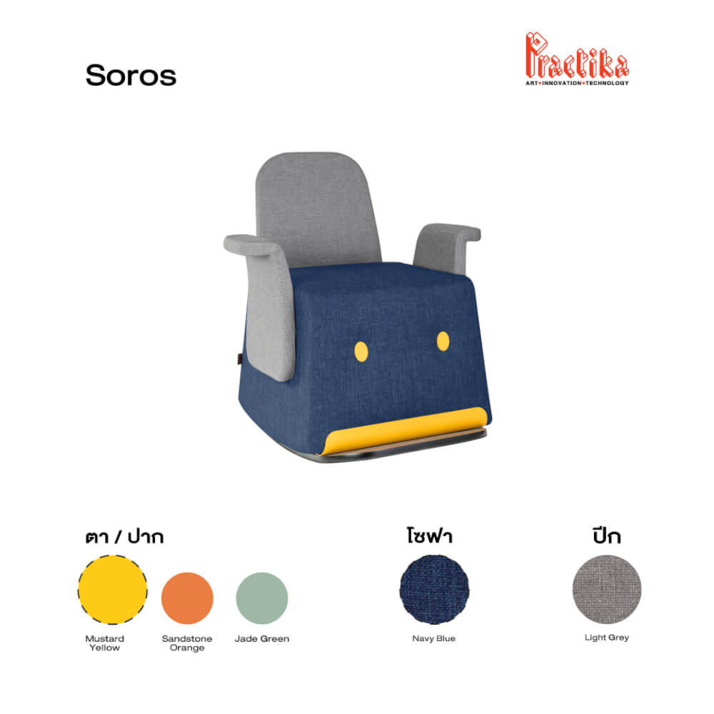 เก้าอี้สตูล PRACTIKA SOROS-BA น้ำเงิน/เหลือง