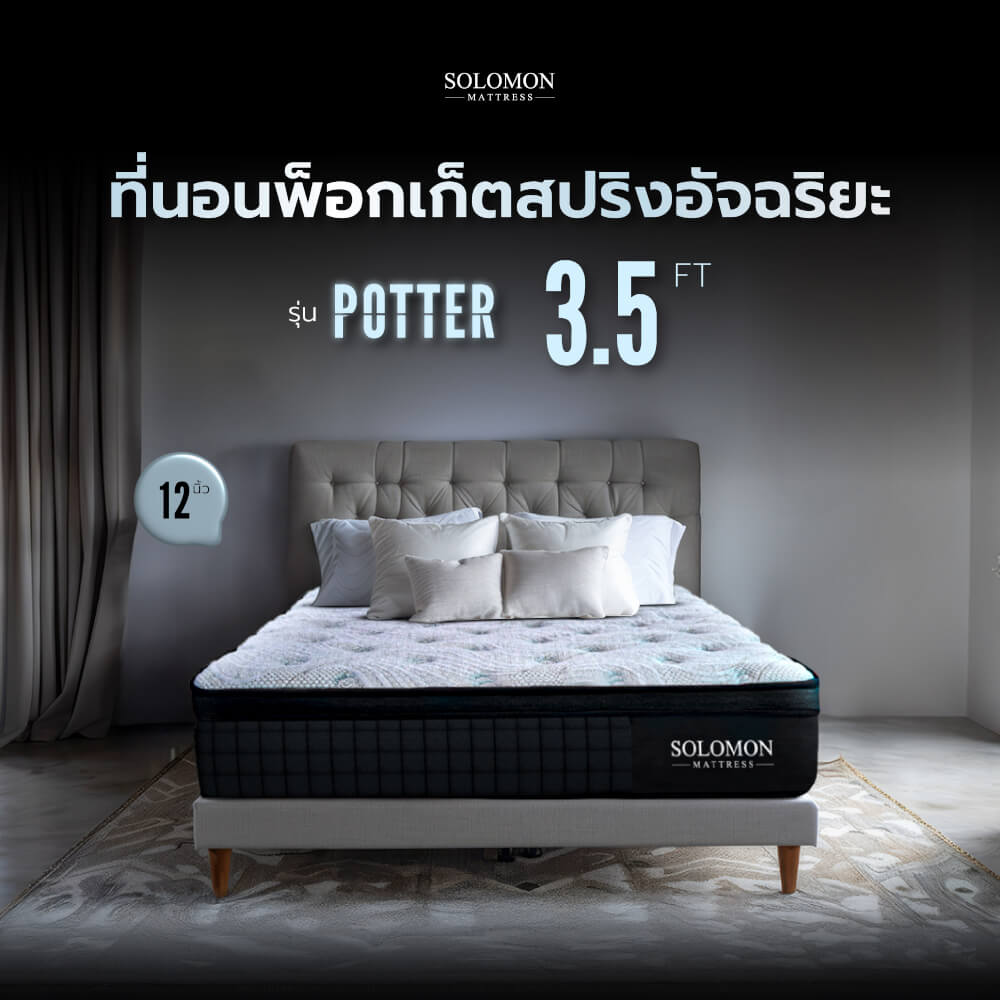ที่นอน SOLOMON รุ่น POTTER 3.5 ฟุต หนา 12 นิ้ว จัดส่งแบบอัดสุญญากาศ