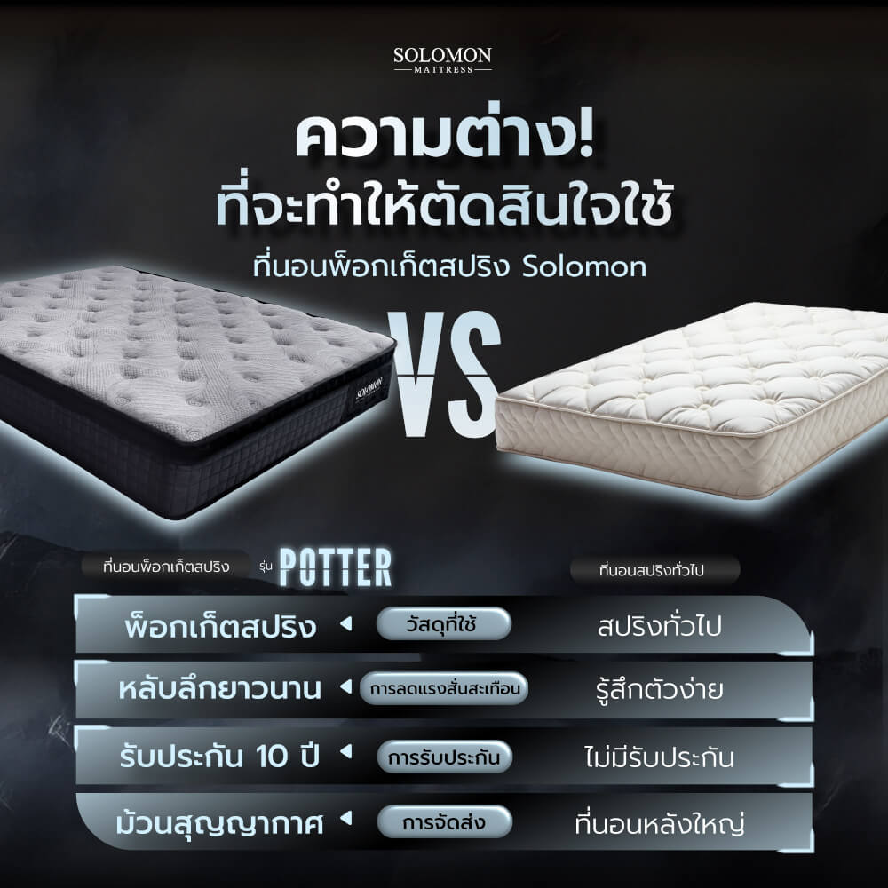 ที่นอน SOLOMON รุ่น POTTER 3.5 ฟุต หนา 12 นิ้ว จัดส่งแบบอัดสุญญากาศ