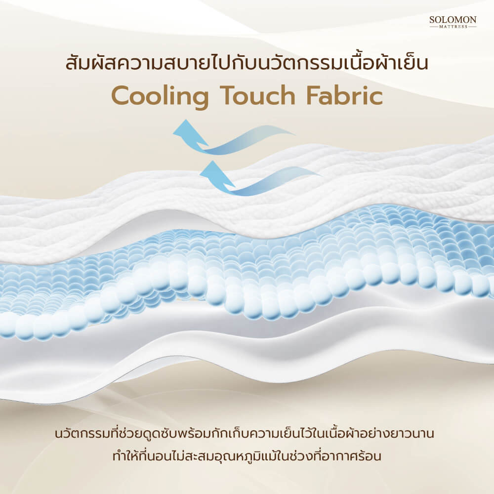 ที่นอนเย็น พ็อกเก็ตสปริง 6 ฟุต หนา 10 นิ้ว SOLOMON รุ่น เมตะรุ รับประกัน10ปี