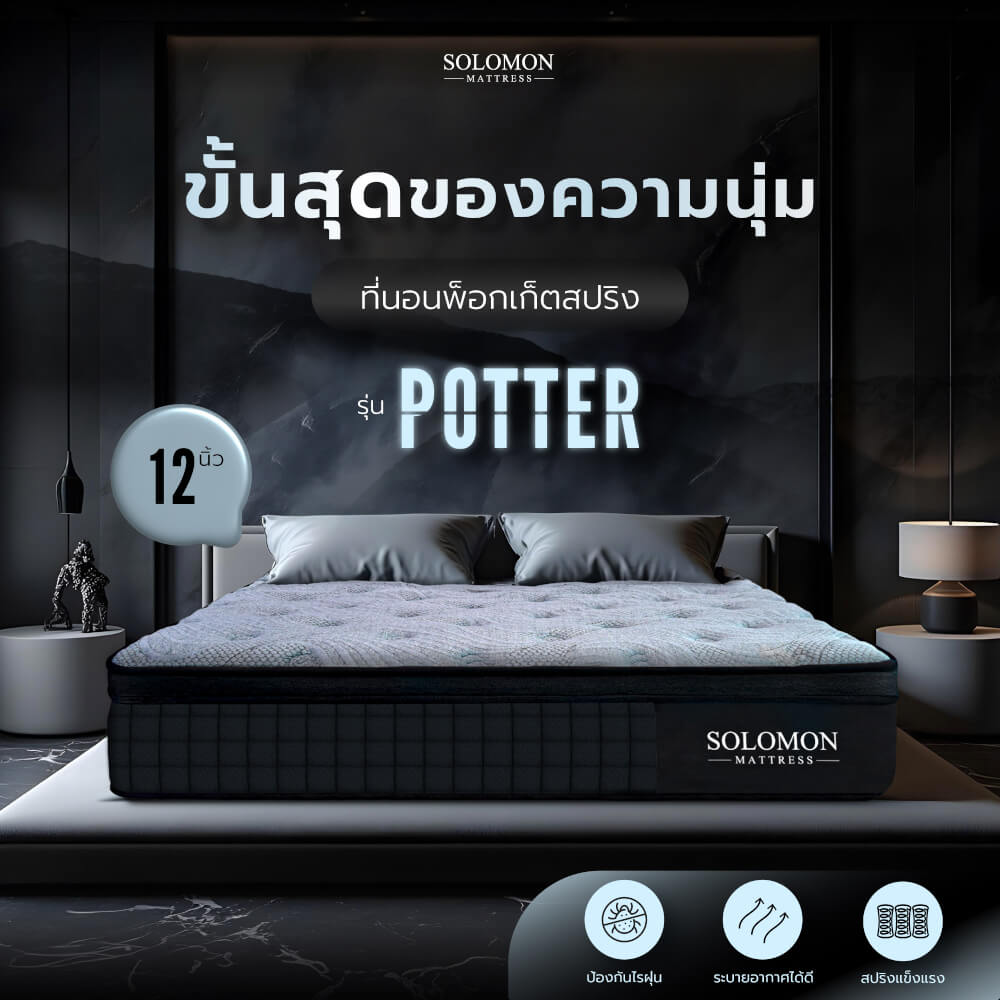 ที่นอน SOLOMON รุ่น POTTER 3.5 ฟุต หนา 12 นิ้ว จัดส่งแบบอัดสุญญากาศ