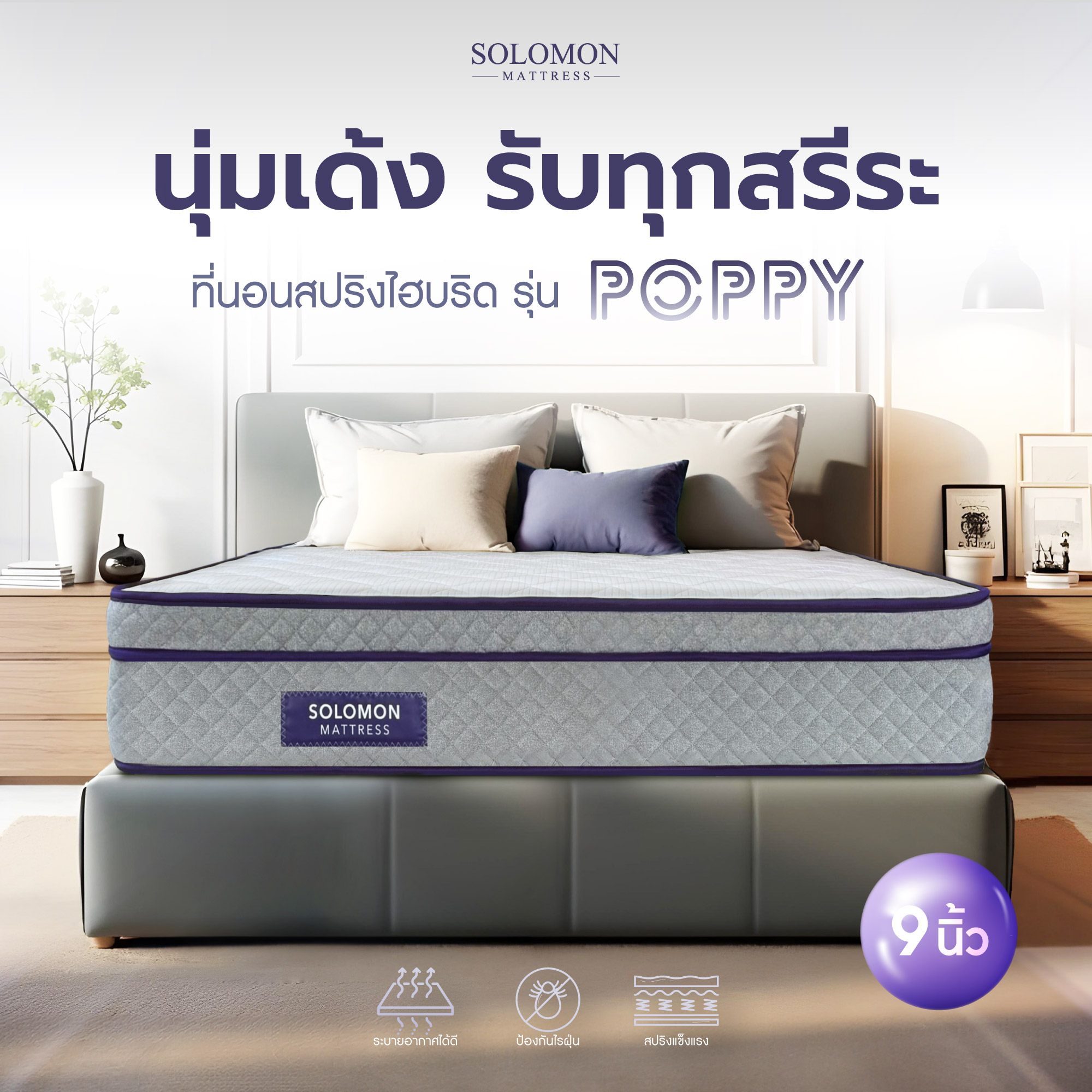 ที่นอน 5 ฟุต SOLOMON รุ่น POPPY หนา 9 นิ้ว_1