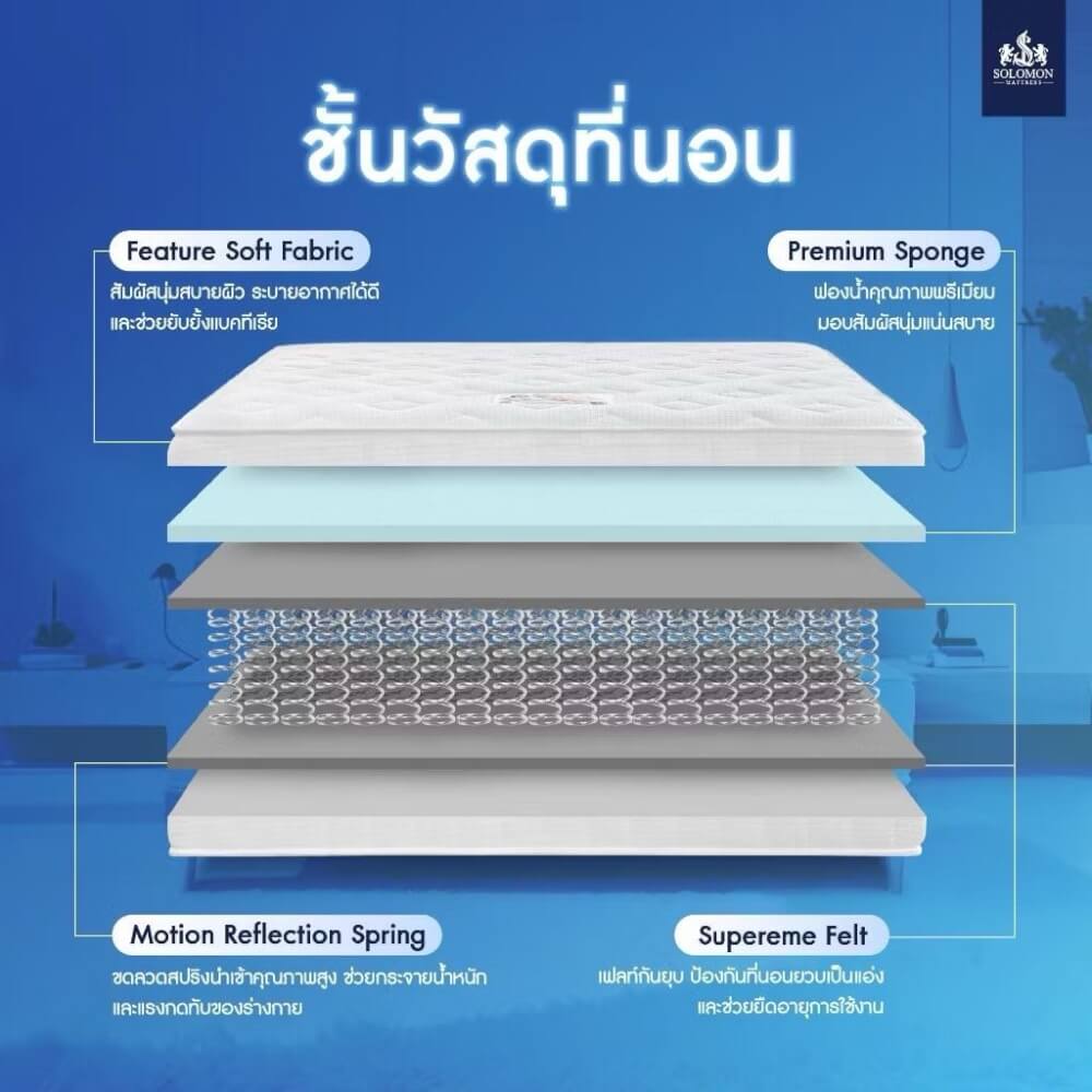 ที่นอน 6 ฟุต SOLOMON รุ่น Cornflaks หนา 9 นิ้ว 
