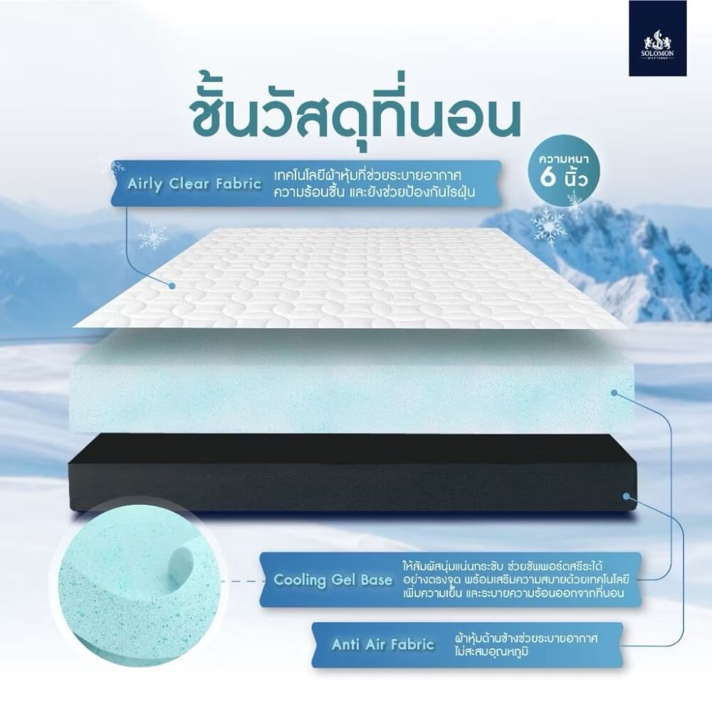 ที่นอน 6 ฟุต SOLOMON รุ่น Cooling Tech หนา 4 นิ้ว