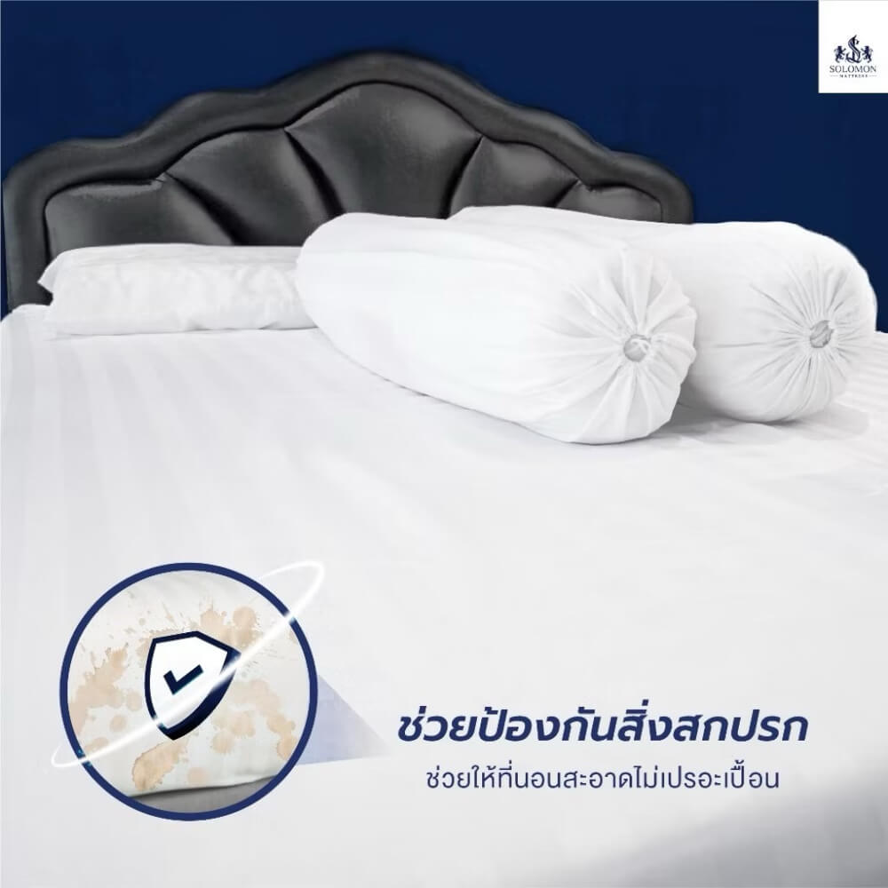 ชุดผ้าปูที่นอน 5 ฟุต เซท 5 ชิ้น SOLOMON สีขาว_4