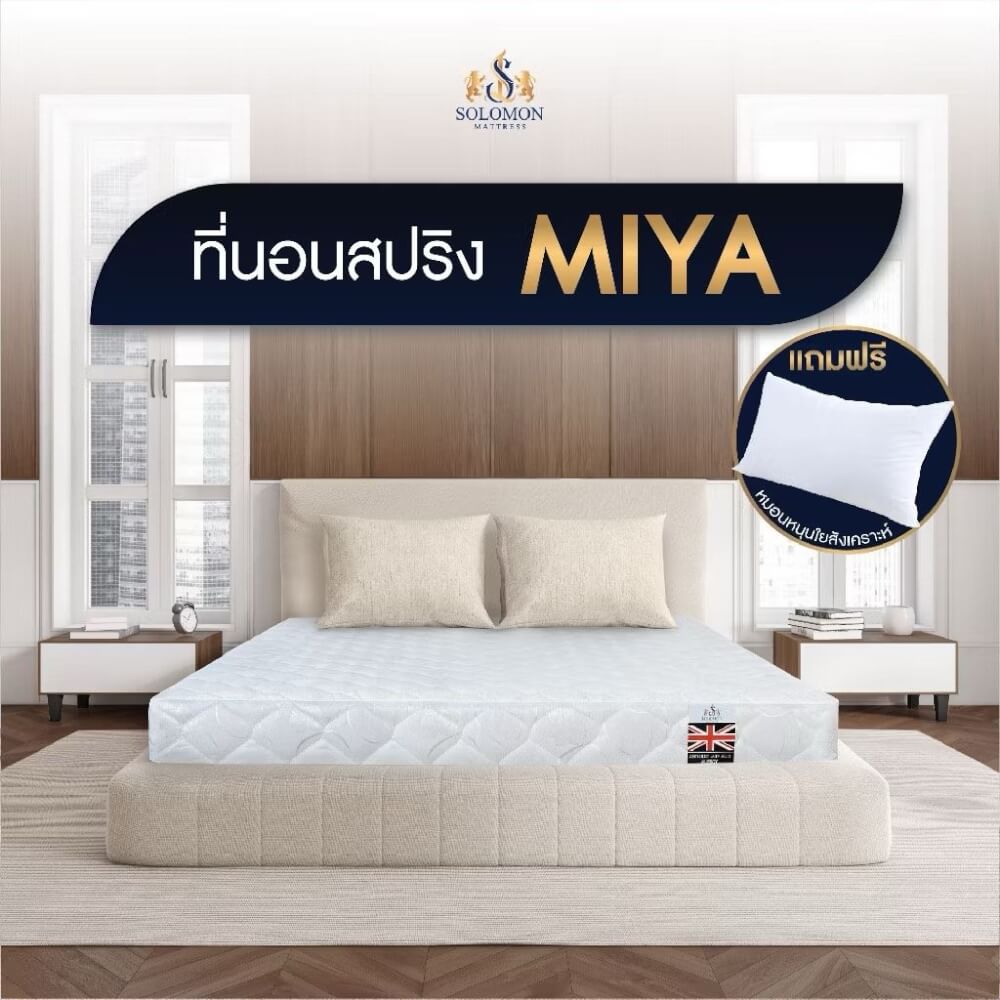 ที่นอน 5 ฟุต SOLOMON รุ่น Miya Plus สีฟ้า หนา 9 นิ้ว