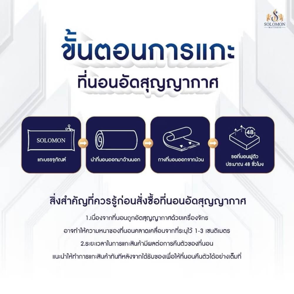 ที่นอนยางพารา 5 ฟุต SOLOMON รุ่น Cosmo หนา 7 นิ้ว แถมหมอนหนุน 2 ใบ หมอนข้าง 1 ใบ