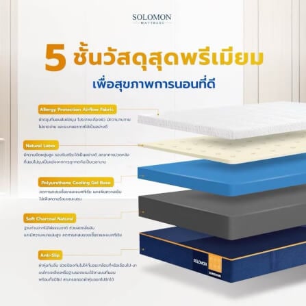 ที่นอนยางพารา 3.5 ฟุต SOLOMON รุ่น Sunshine หนา 6 นิ้ว _2