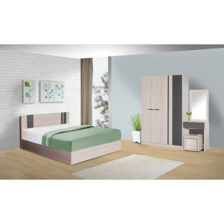ชุดห้องนอน 5 ฟุต SOLOMON รุ่น CHARLOTTE สี SOLID รวมที่นอน_4