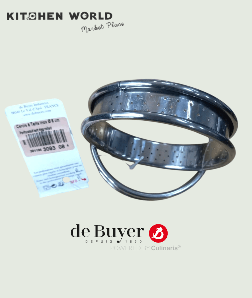 พิมพ์อบทาร์ตเจาะรูขอบม้วนสแตตนเลส DE BUYER BW1089-8 ขนาด 8 ซม.